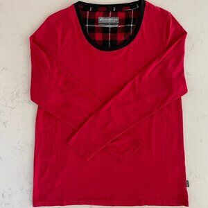 Eddie Bauer Sleepwear/Pyjama Scoop Neck Long Sleeve Cotton/Poly PJ Top Red Sz S